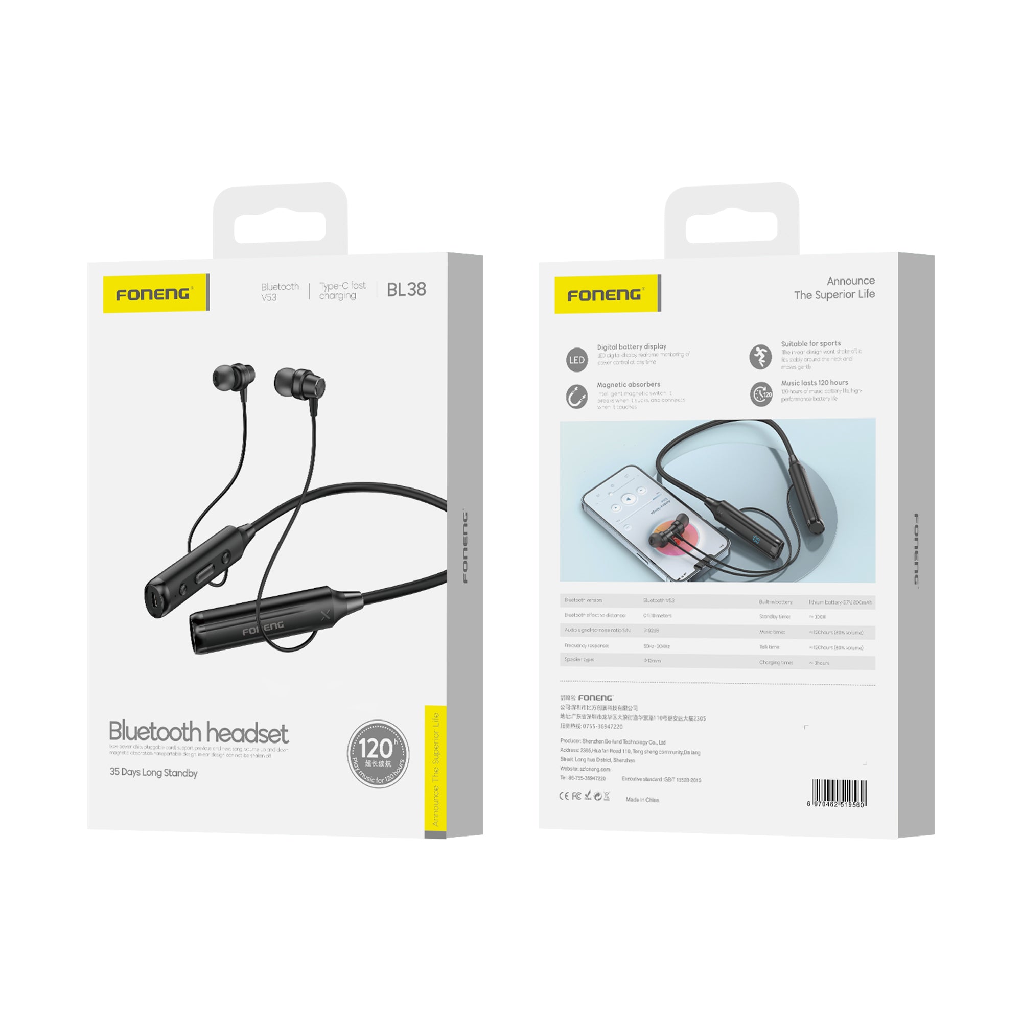 Foneng BL38 Long Bettery life Necbands