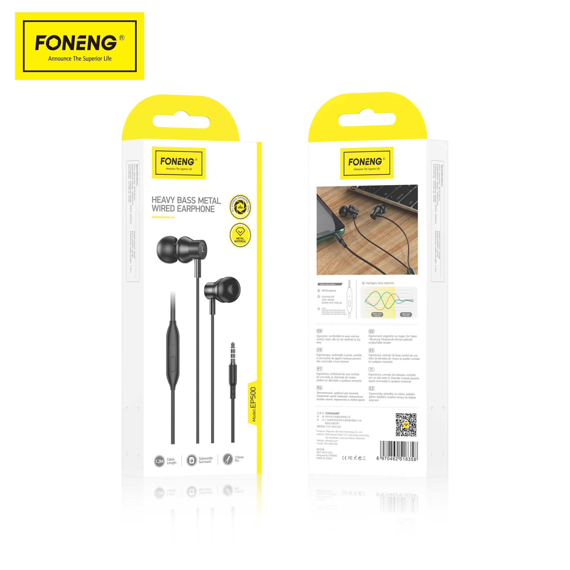Foneng EP500 Angled heavy bass Handfree