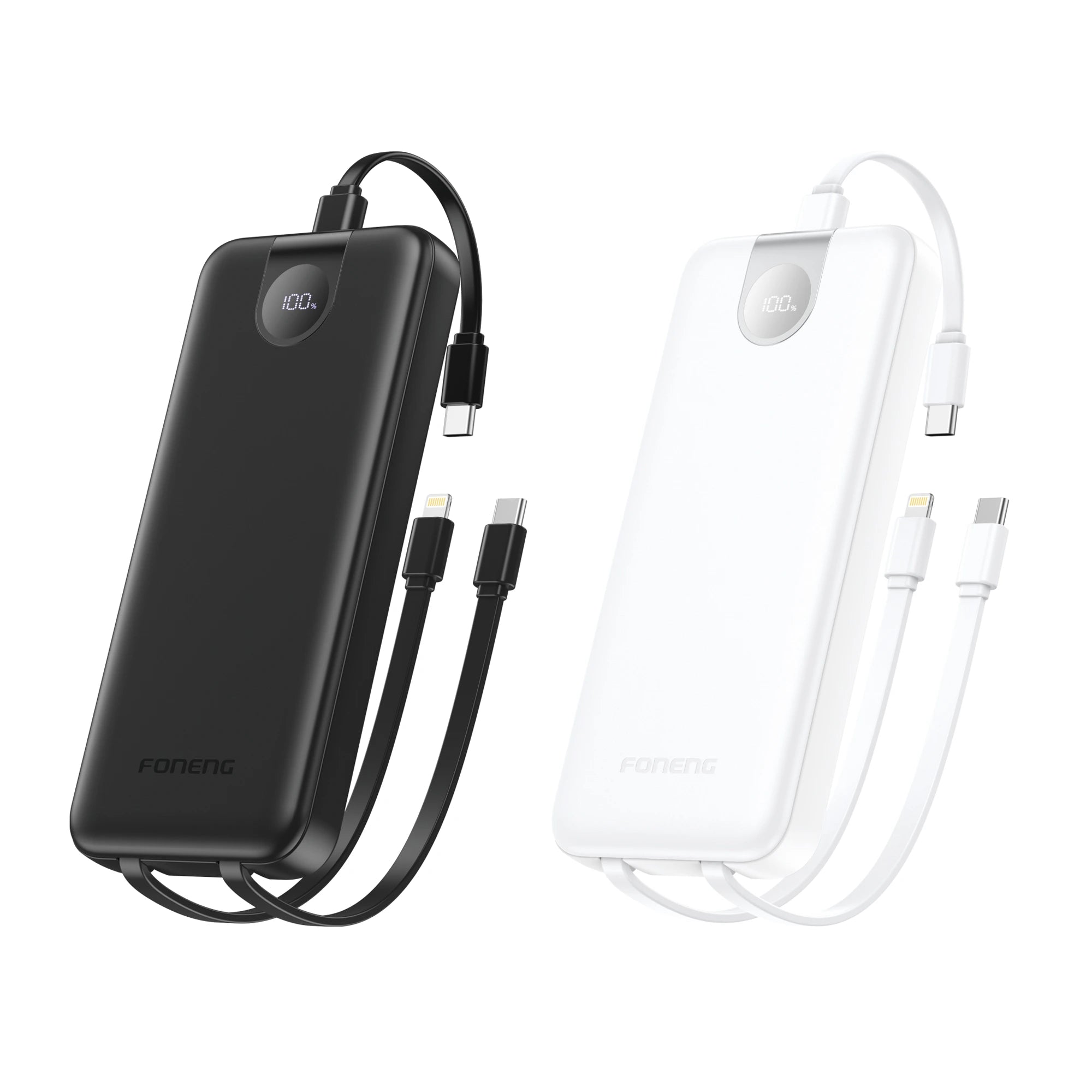 Foneng (10000mAh ,20000mAh ,30000mAh) Power Banks with 3 in 1 built-in cables 22.5W Fast Charge