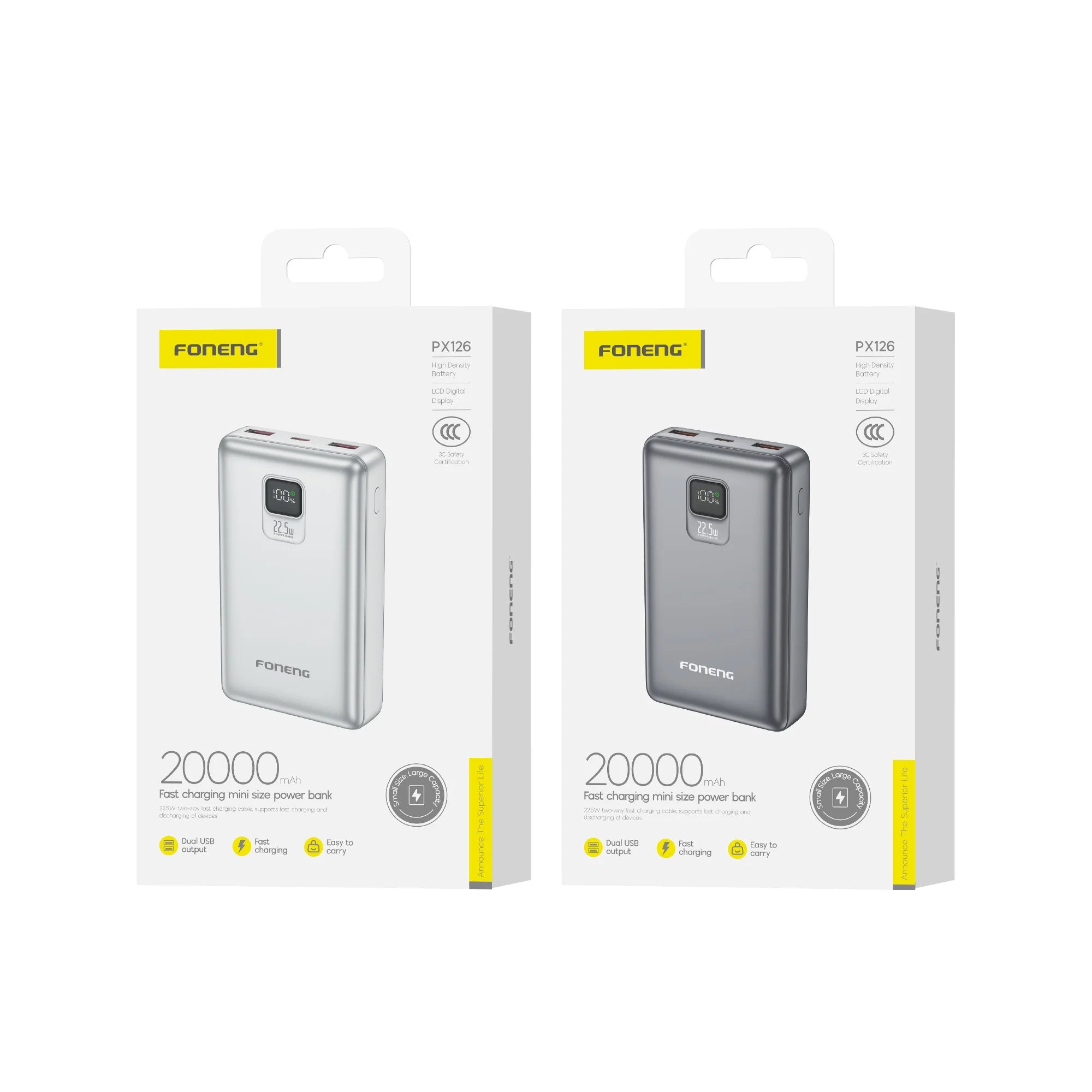 Foneng PX126 20000mAh Power Bank Fast Charge (3 Outputs) 22.5W