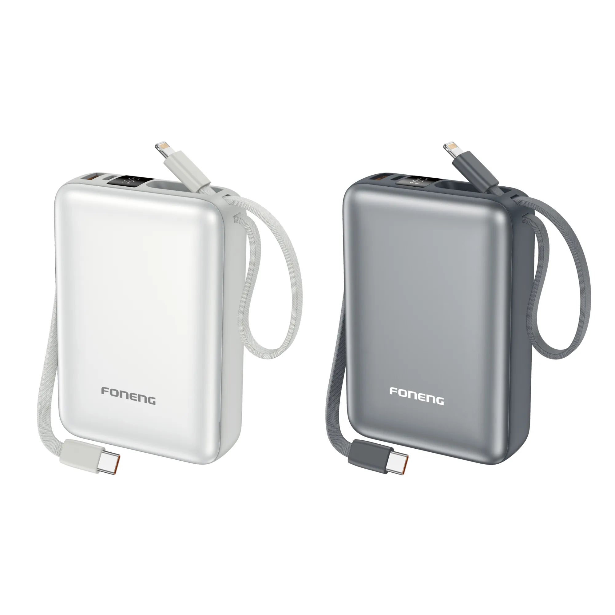 Foneng PX116 20000mAh Mini Power Bank with 2 Built-in Cables (22.5W)
