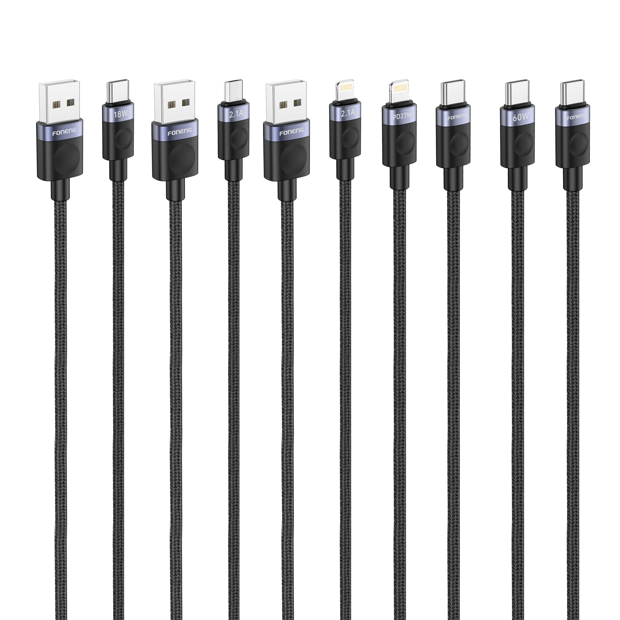Foneng Foneng -115 Fast Charging USB Data Cable – Micro USB / Type-C / Lightning / C to C / C to Lightning