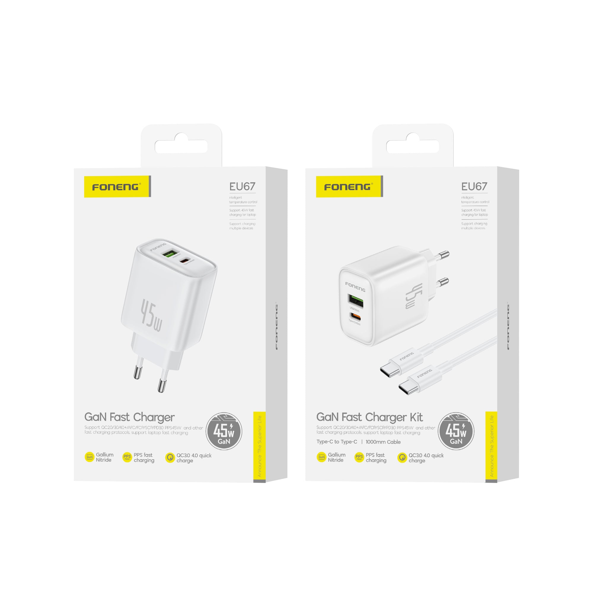 Foneng EU67 GaN Fast Charger with Type-C to Type-C Cable
