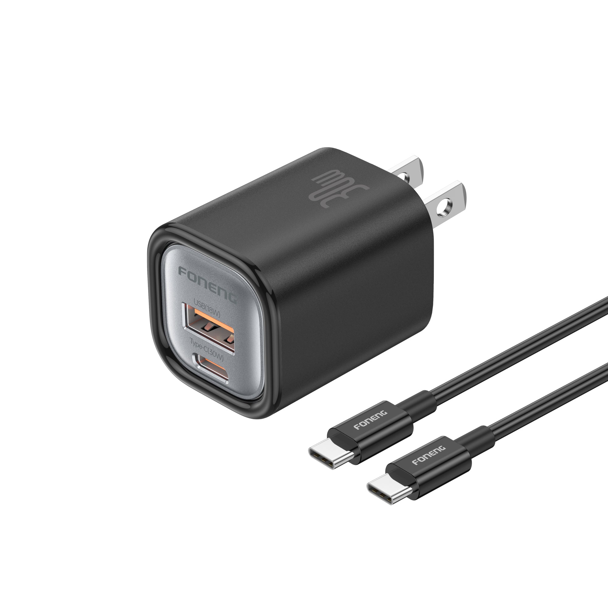 Foneng US18 A+C 2-Port GaN Charger PD (30W) With C To C Cable