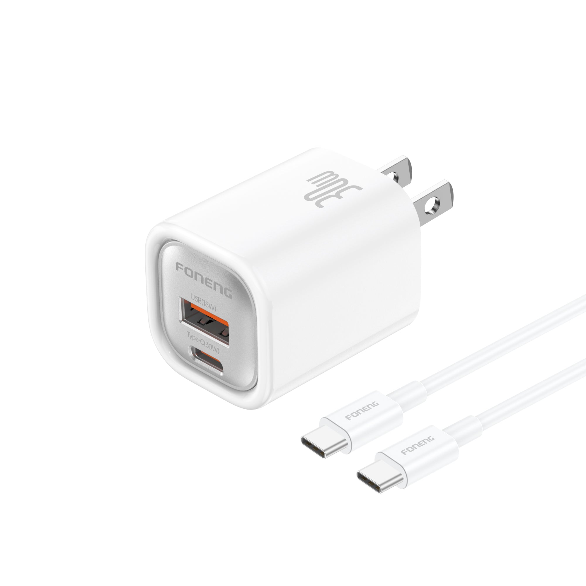 Foneng US18 A+C 2-Port GaN Charger PD (30W) With C To C Cable