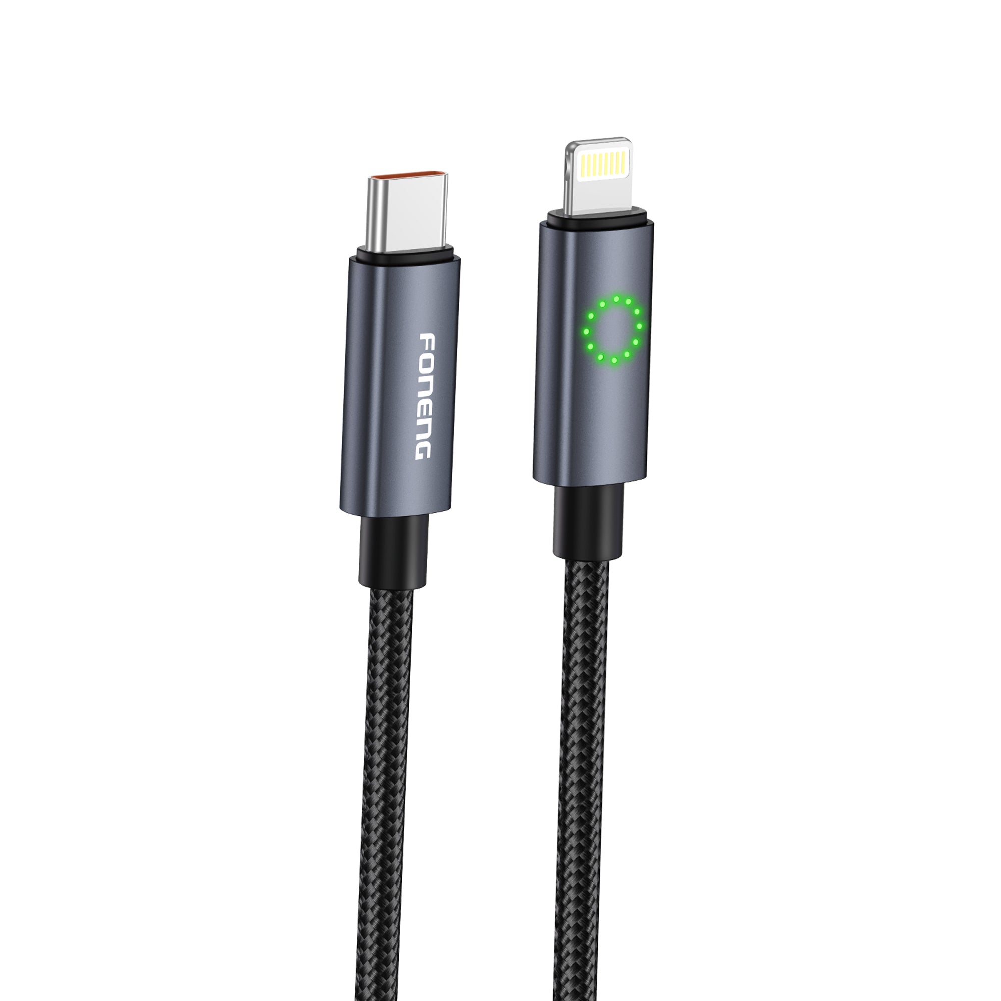 FONENG XS08 Metal Head Green Light Fast Charging Cable
